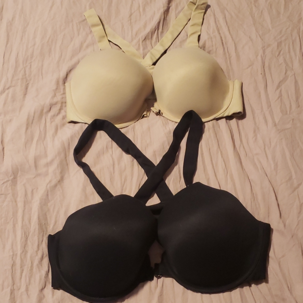 Spanx black and tan front closure bras